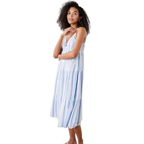 RAILS Avril Dress Size XXL Gibson Stripe Linen Blend 100% cotton Lining Midi New - Picture 9 of 16